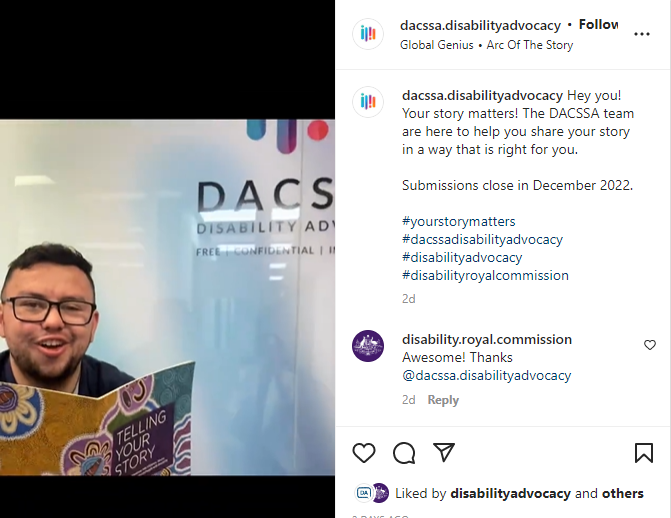 screenshot from DACSSA instagram video post featuring staff