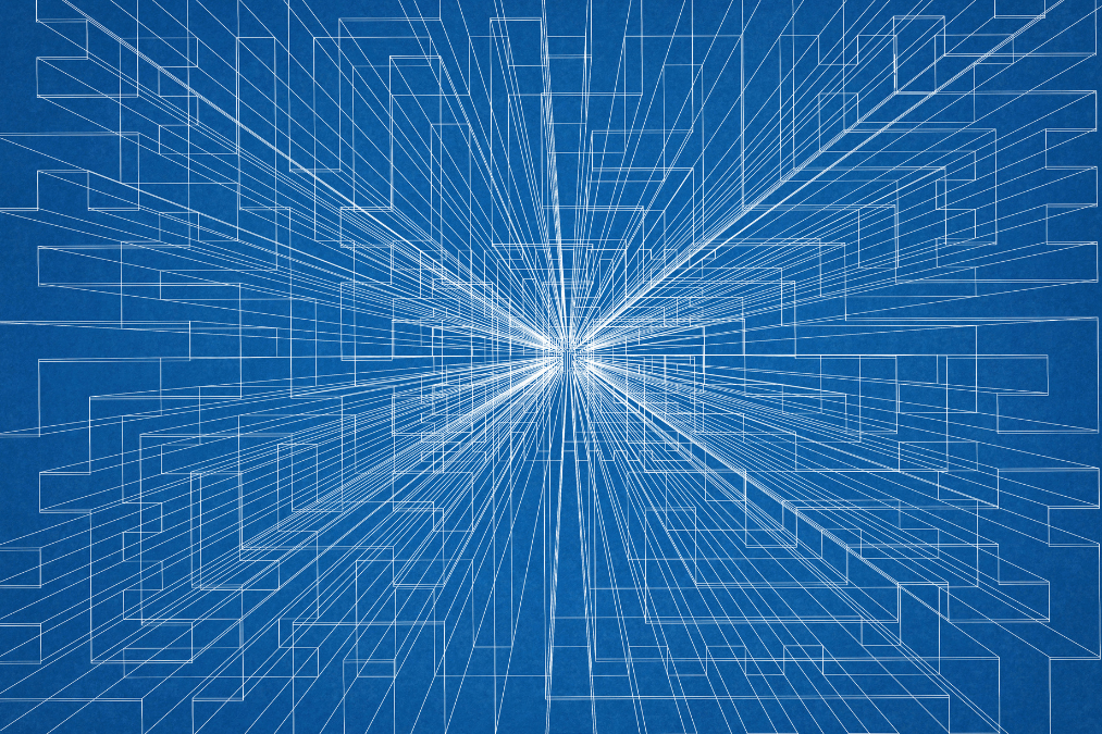 Blue background with white mapping lines